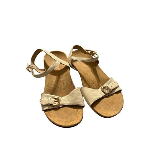 Vionic Womens white Leather Buckle Strap Sandals Adjustable Ankle Straps size 9 - Picture 1 of 8